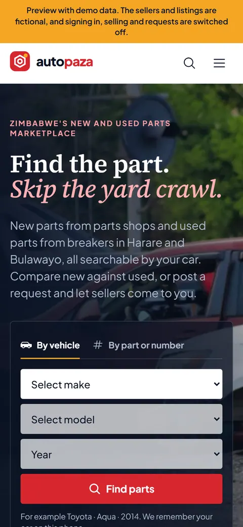 Autopaza website on a mobile phone