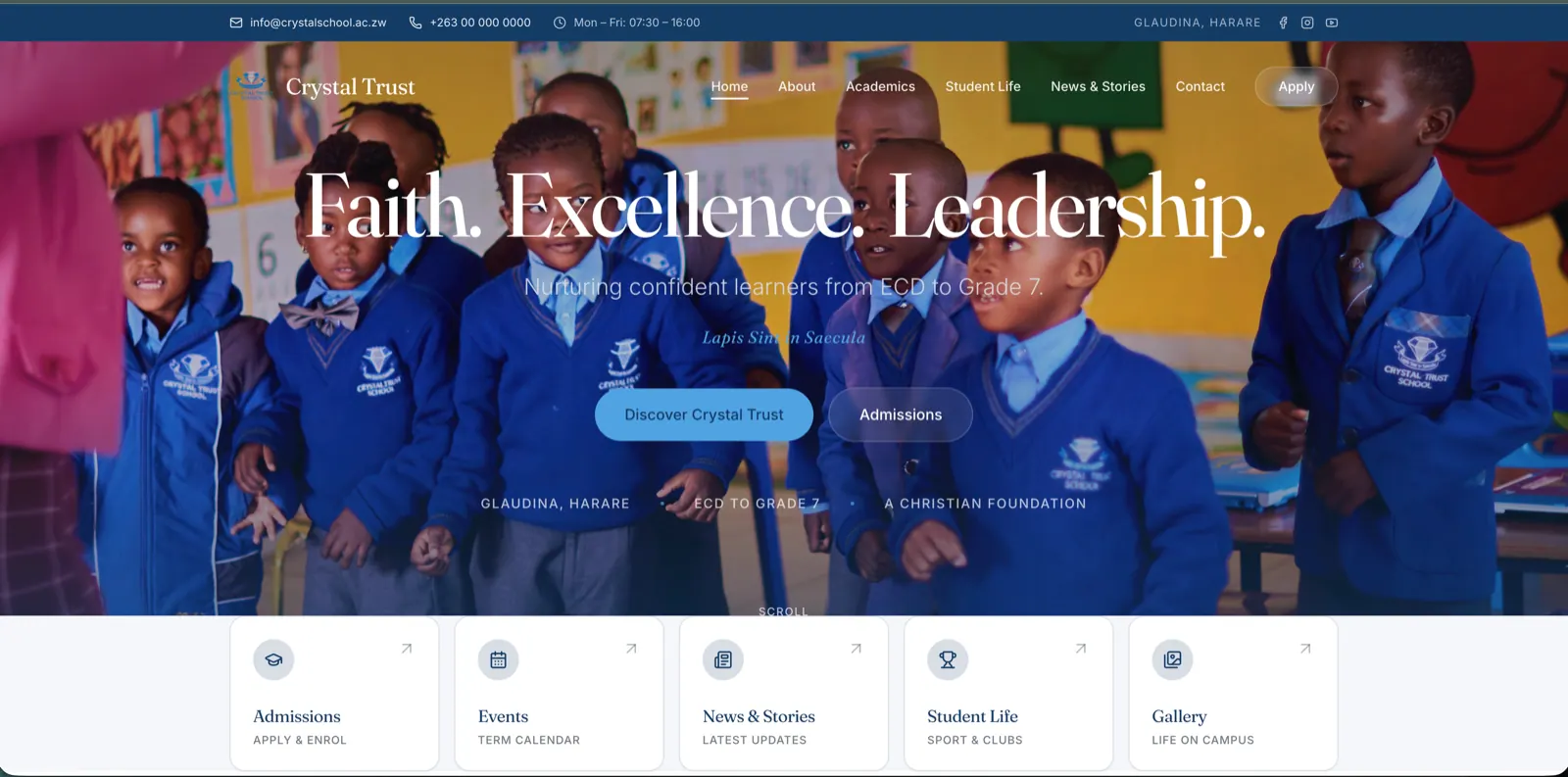 Crystal Trust School website on desktop